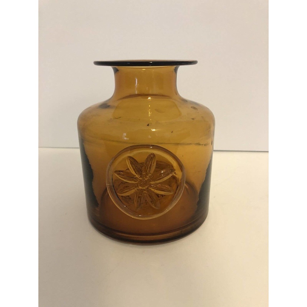 Dartington Glass Clematis Flower Bottle Decanter Amber Poland